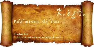 Kőmives Áron névjegykártya